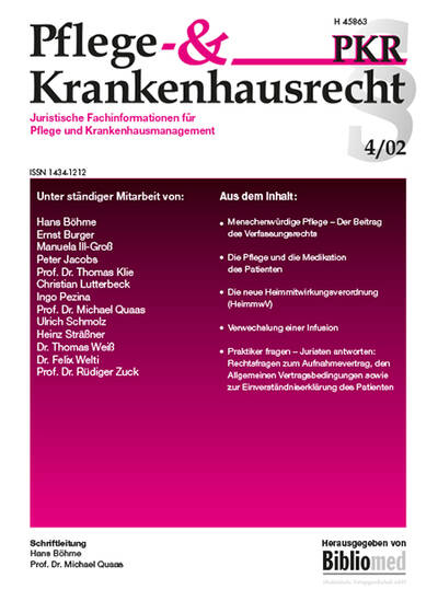 Pflege- & Krankenhausrecht Ausgabe 4/2002